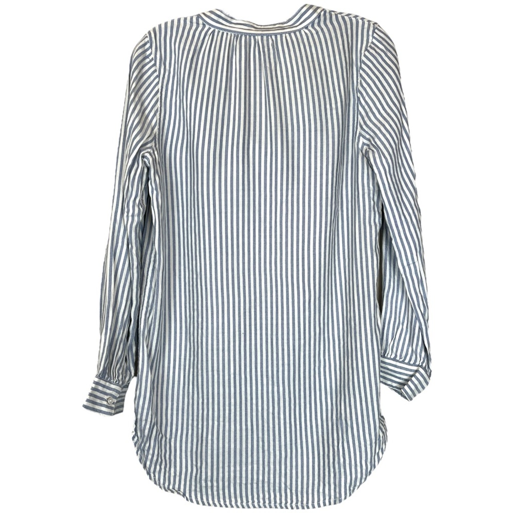 Aerie Intimates Sleepwear Pinstripes Blue White Long Sleeve Ruffle V-Neck Tunic - Picture 3 of 6